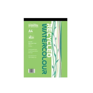 Watercolour pad with green cover and product information