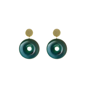 Earrings with a circular detail in teal
