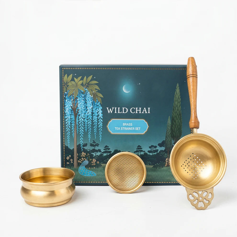 Wild Chai Brass Strainer 3 Piece Set