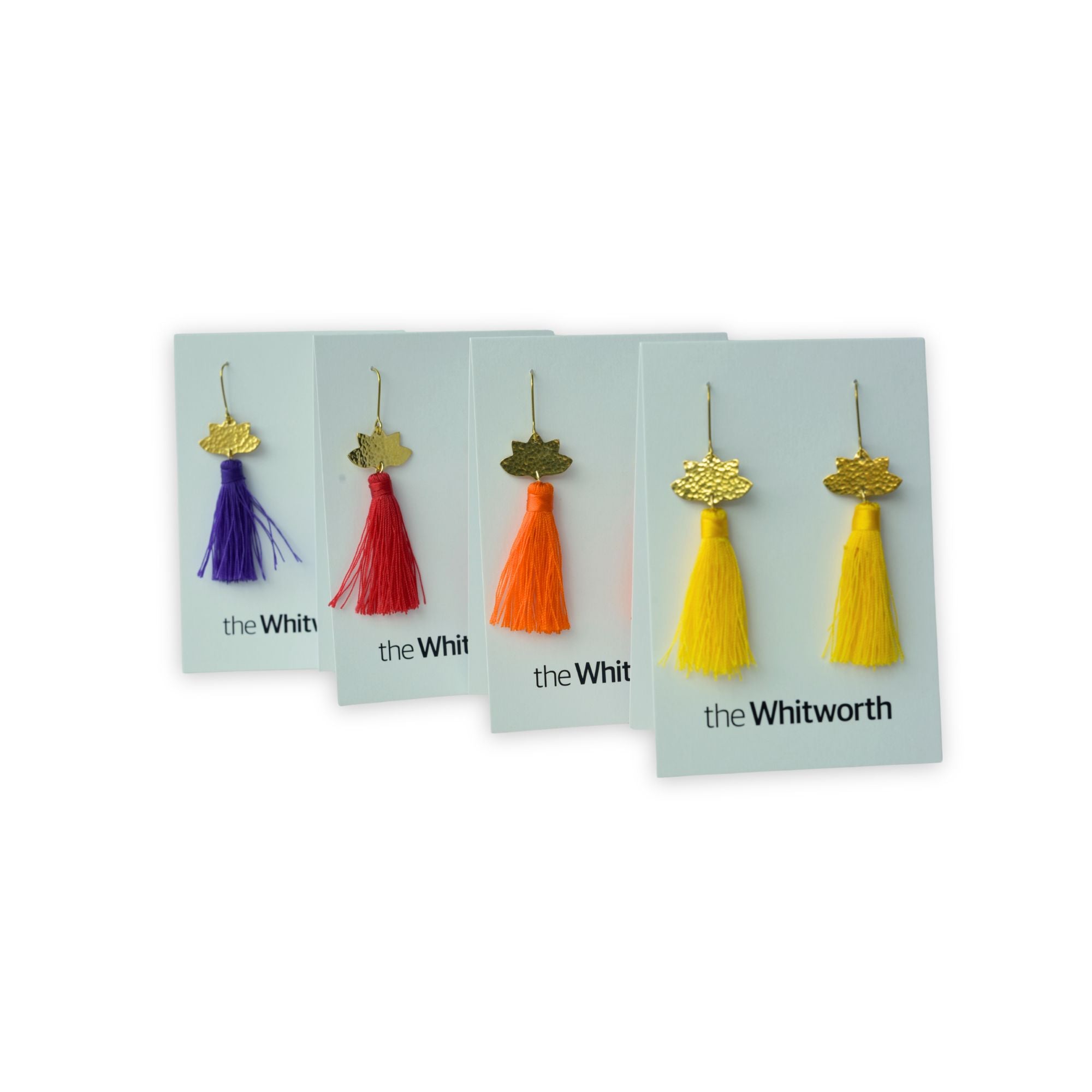 Brass Lotus and Tassel Earrings