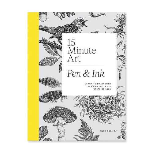 Book cover with ink drawing of birds and plants