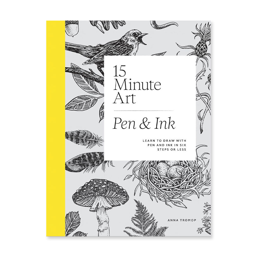 Book cover with ink drawing of birds and plants