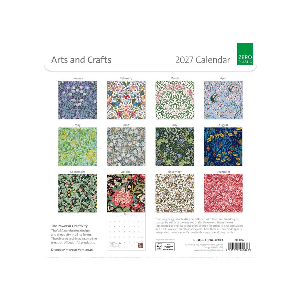 Arts & Crafts Patterns 2027 Wall Calendar