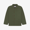 Green jacket with button details on a white background