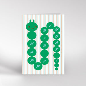 Birthday card with a caterpillar illustration