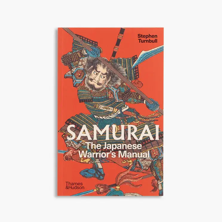 Red book cover with drawing of Japanese samurai