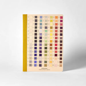 Notebook with yellow spine and featuring Werner's Nomenclature of Colours on the cover.