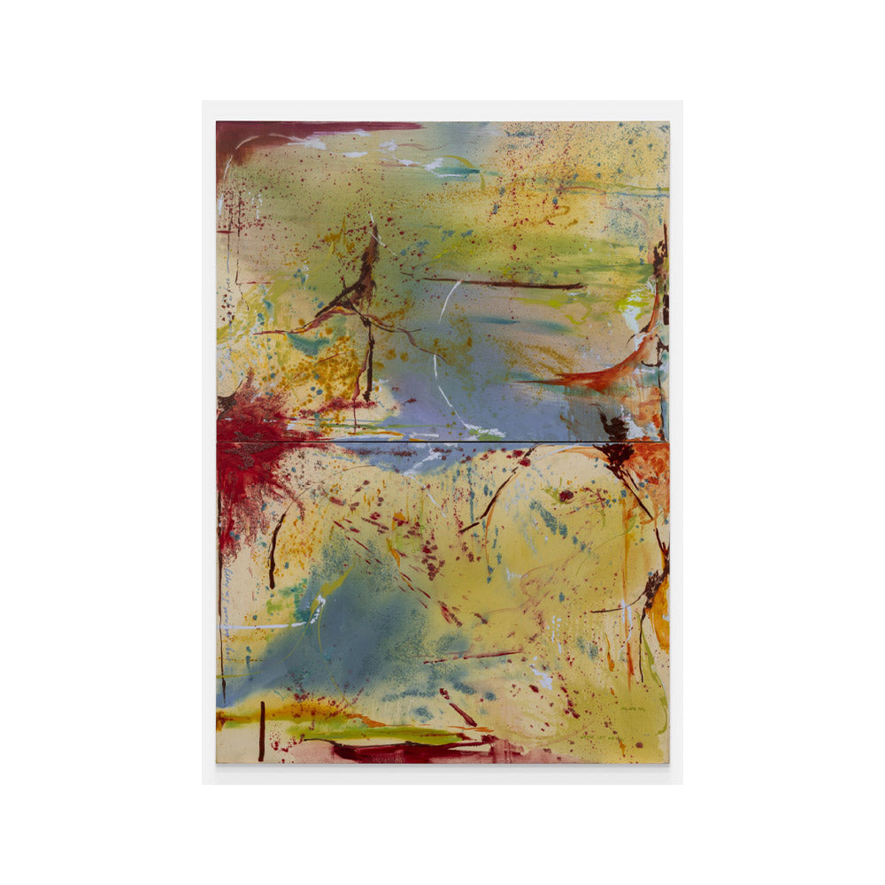 Abstract artwork with vibrant colours on a white background