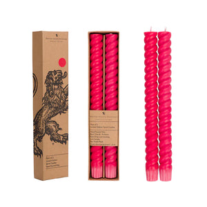 Spiral red candles in packaging