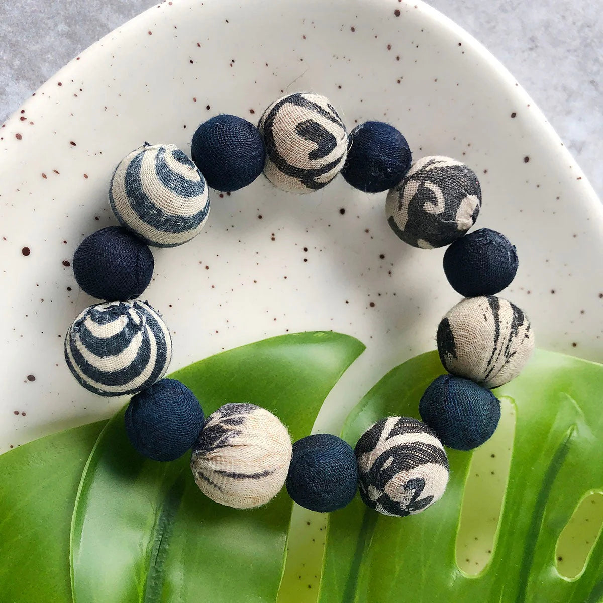 Fair Trade Kantha Indigo Bauble Bracelet