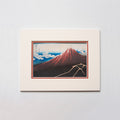 Mounted artwork of Mount Fuji on a light grey background