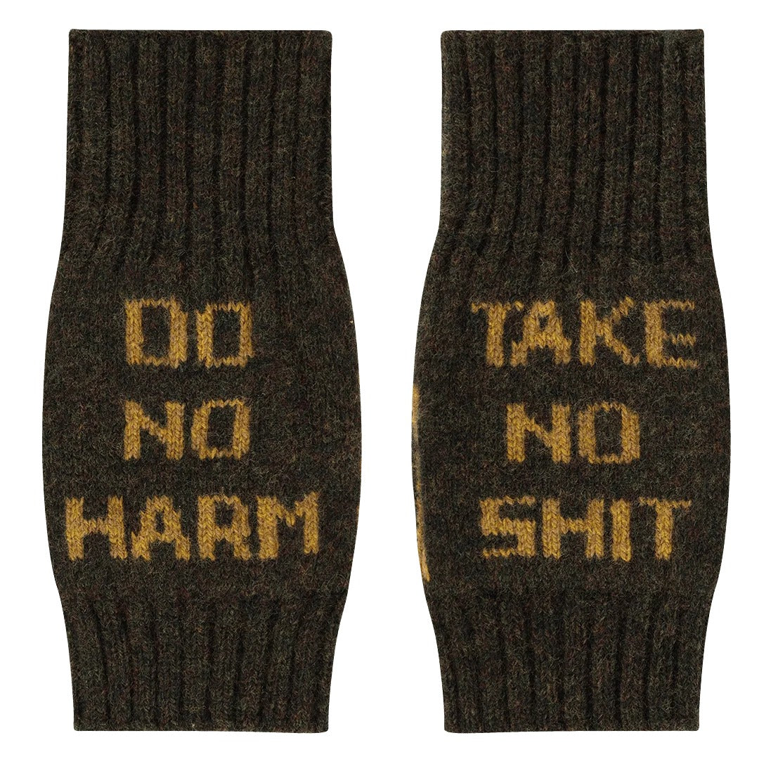 Do No Harm Take No Shit Wrist Warmers - Black and Beech