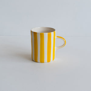 Mug painted candy stripe yellow 
