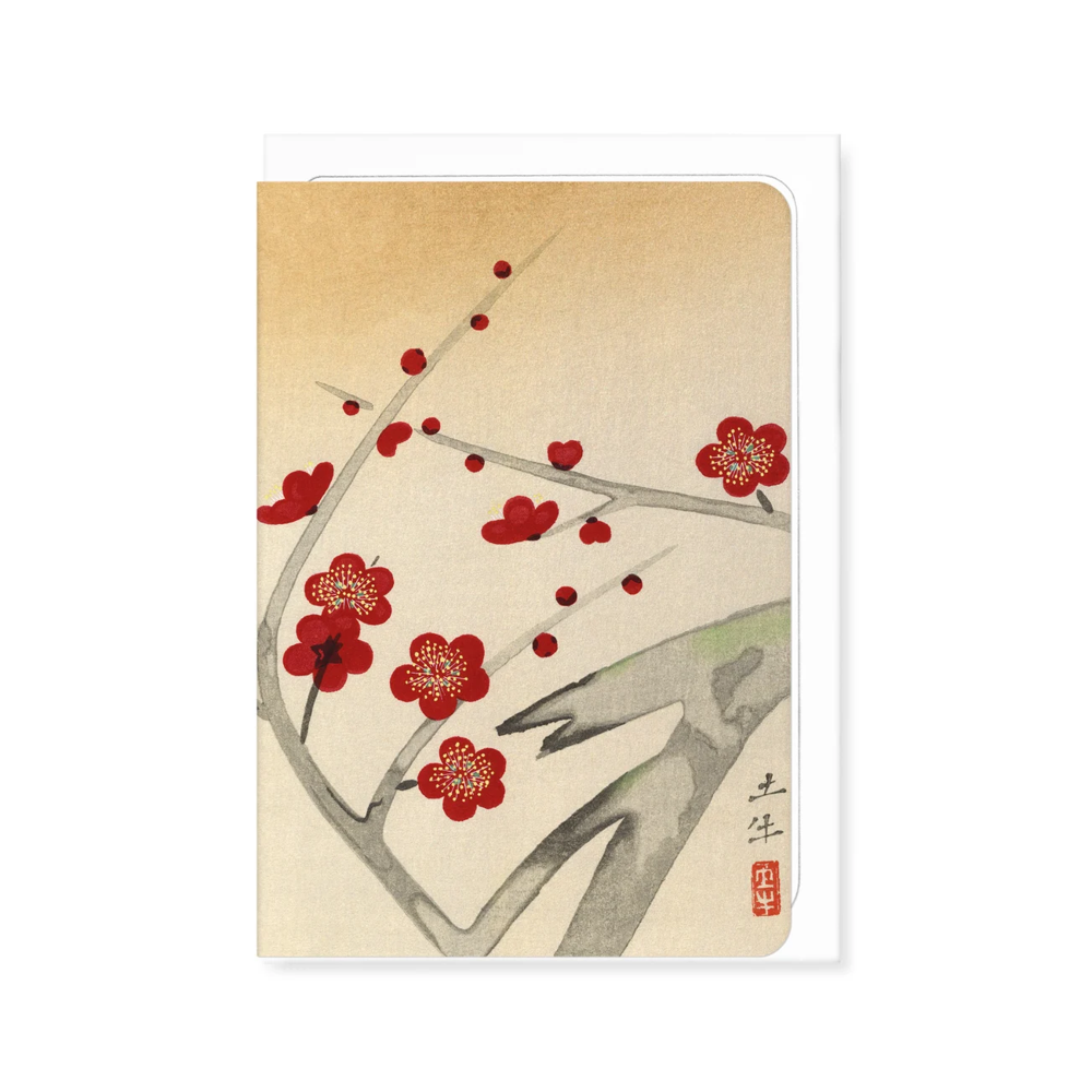 Red Plum Blossom Tree Greetings Card