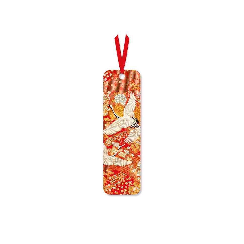 Bookmark featuring orange and red cranes artwork from V&A