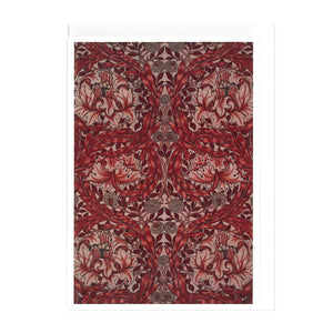 William Morris greetings card featuring red Africal Marigold floral design