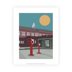Digital drawing of The Whitworth gallery's front entrance. 