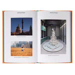 Inside page of book with images of sculptures and archiecture