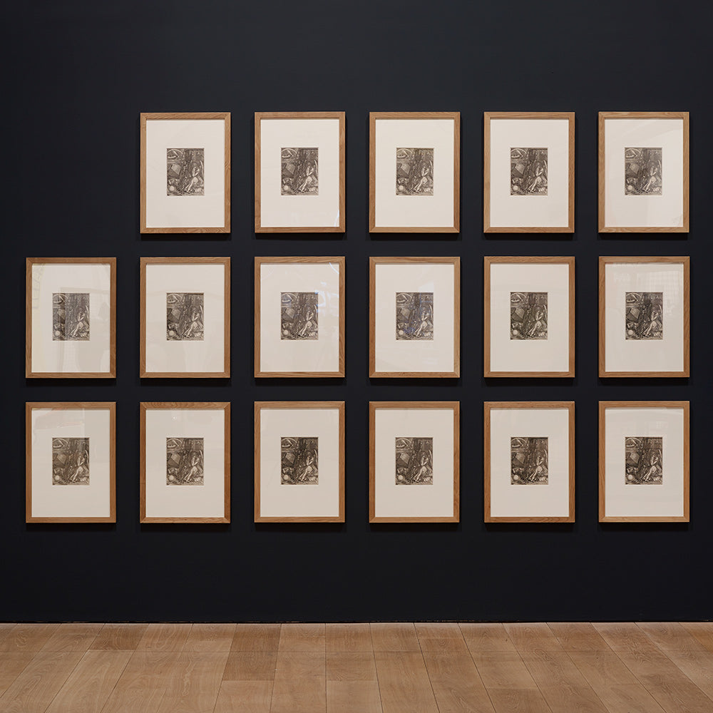 Goldin+Senneby, Quantitative Melencolia: Melencolia III– XIX, 2023. Handprinted engravings on 16th century paper (first edition). Commissioned by the Whitworth, University of Manchester. Courtesy of the artist and Nome, Berlin. Photo: Michael Pollard.