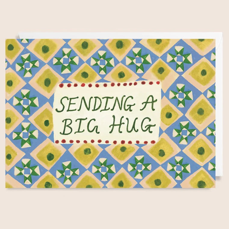 Card with pattern and the words 'Sending a Big Hug'