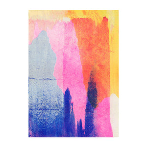 Purple, orange and pink abstract risograph print