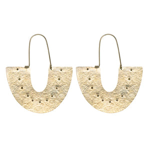 Arch hoop earrings made from hammered brass