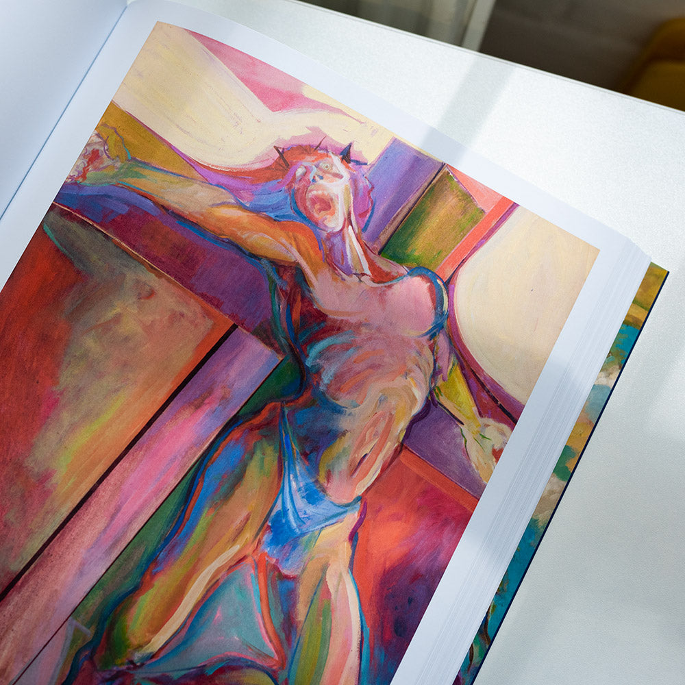 Inside page of John Lyons exibition catalogue featuring one of his paintings