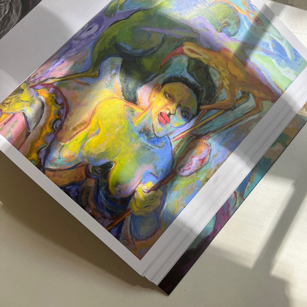 Inside page of John Lyons exibition catalogue featuring one of his paintings