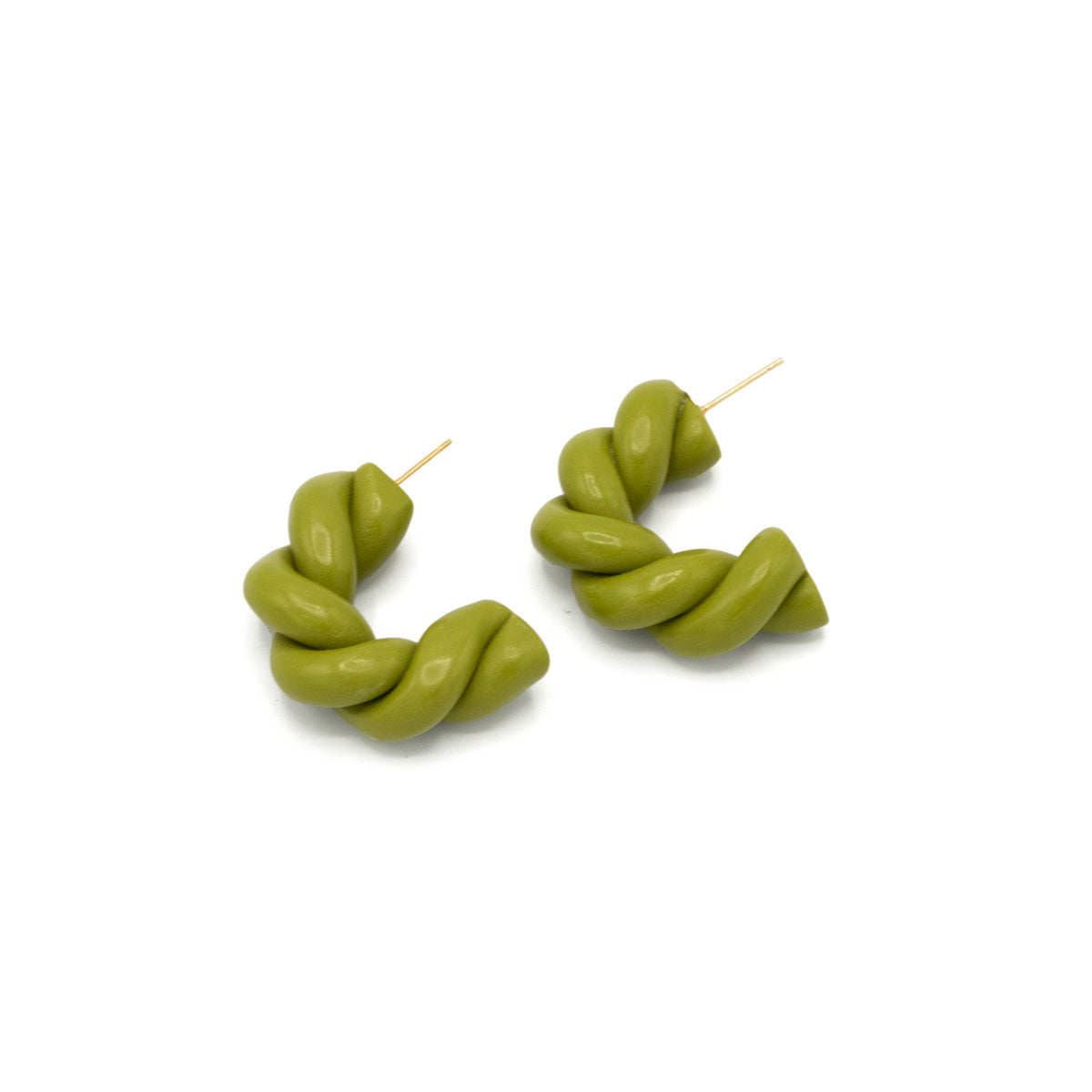 Green twisted polymer clay earrings