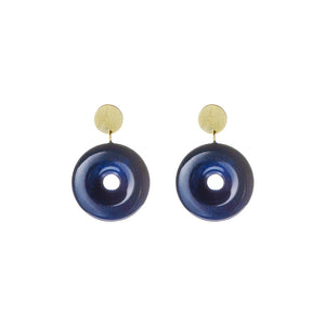 Earrings with a circular detail in Navy