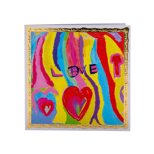 Colourful card with LOVE at the centre