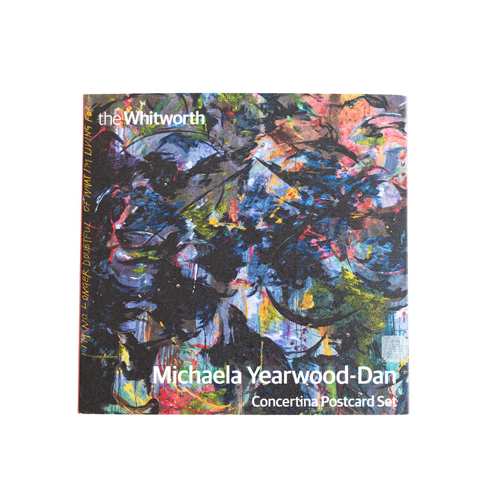 Postcard set cover with abstract art and 'the Whitworth' branding
