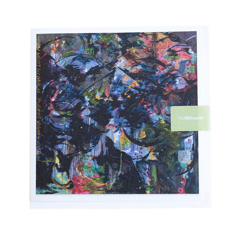 Abstract greetings card with vibrant colours on a white background