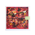 Red abstract art greetings card against white background