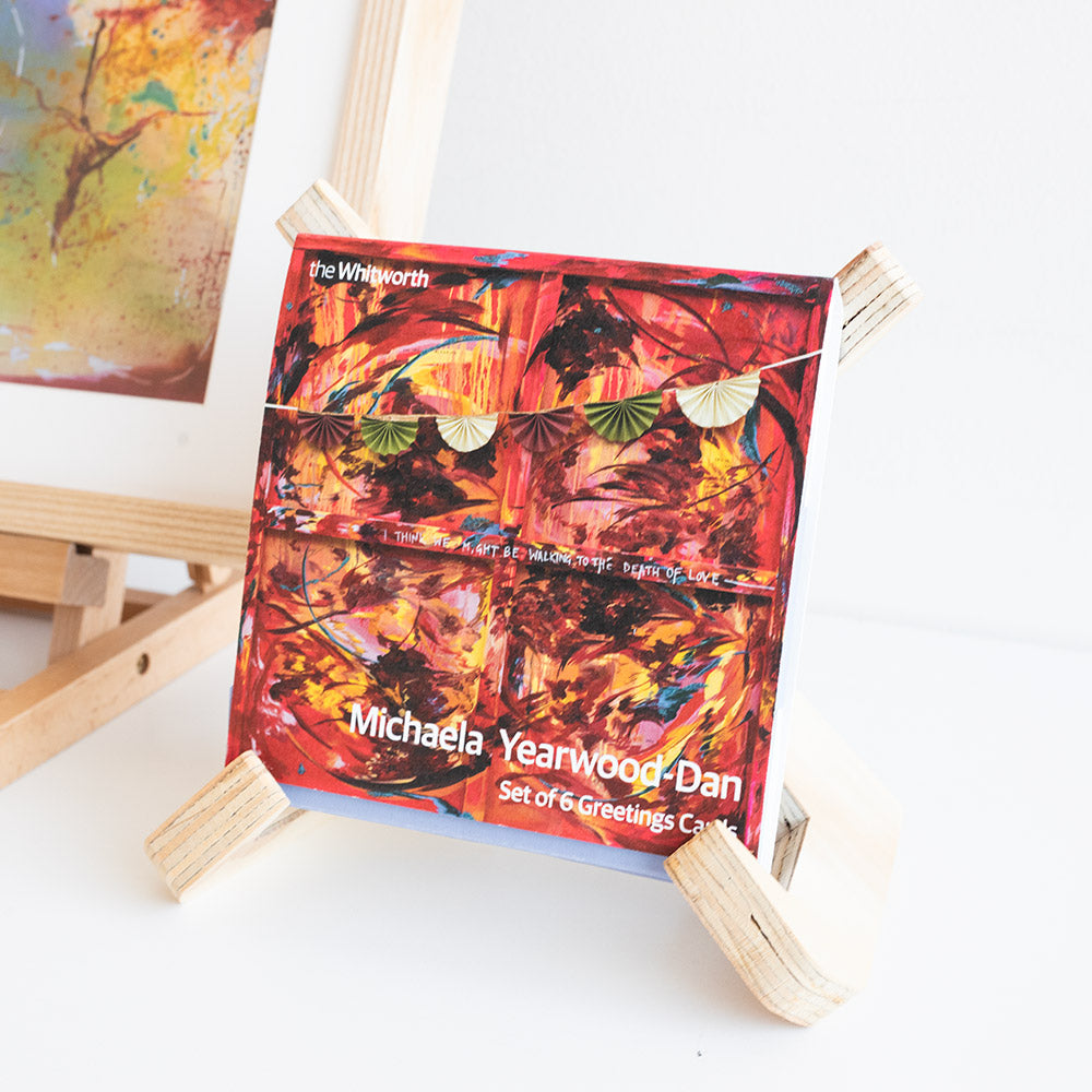 Set of 6 greeting cards with artistic design on a white background