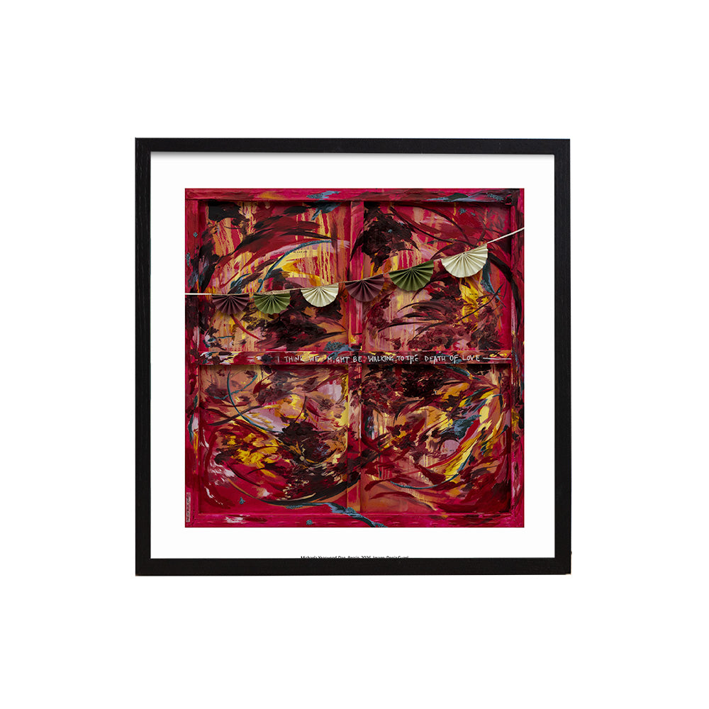 Print of an abstract painting by Michaela Yearwood-Dan in a black frame against a white background.