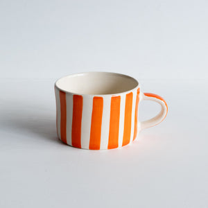 Mug painted candy stripe orange