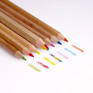 Set of coloured pencils with coloured tips on a white background