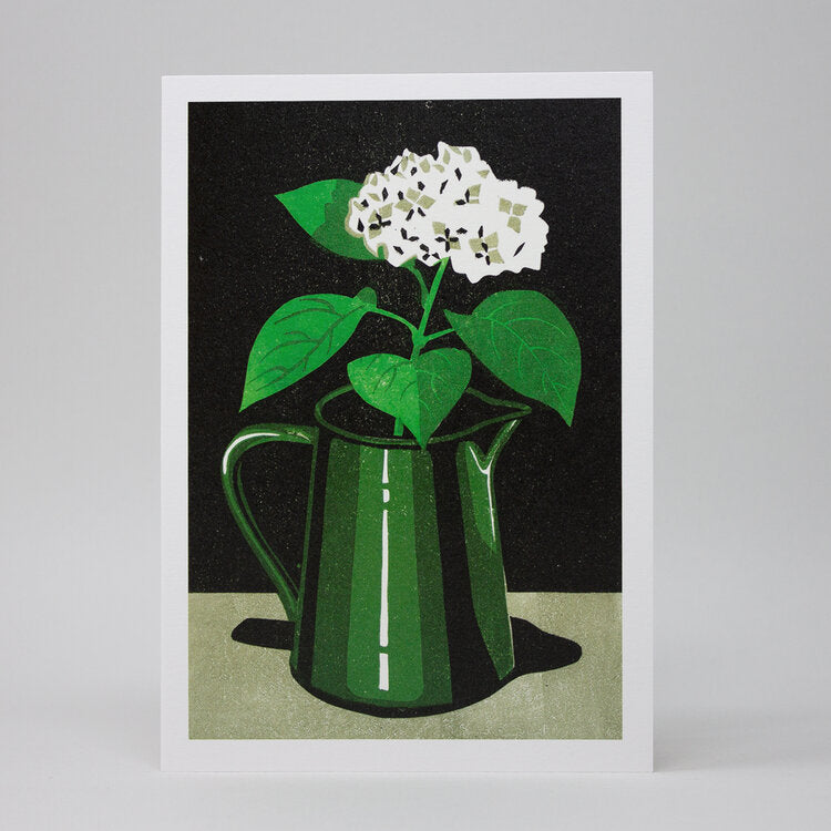 Card featuring a Hydrangea plant in a jug