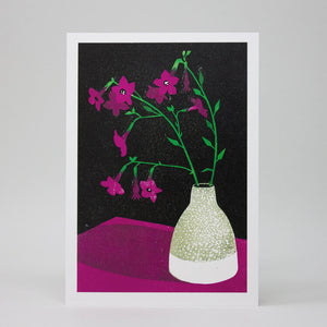 Greetings card featuring a nicotiana plant in a vase