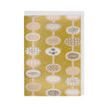 Greetings card with yellow, pink and white repeat pattern by Lucienne Day.