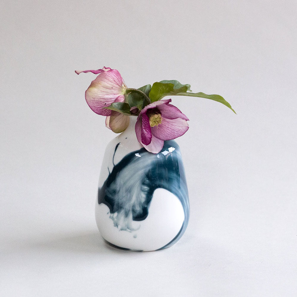 Wave Blue Wash Bottle Vase - Reiko Kaneko