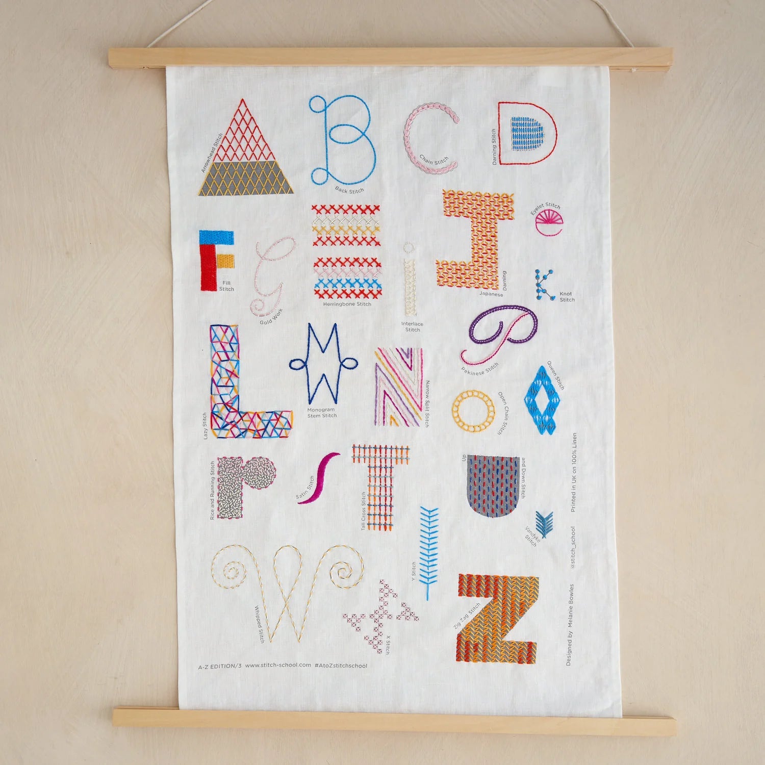 A-Z Embroidery  Linen Sampler