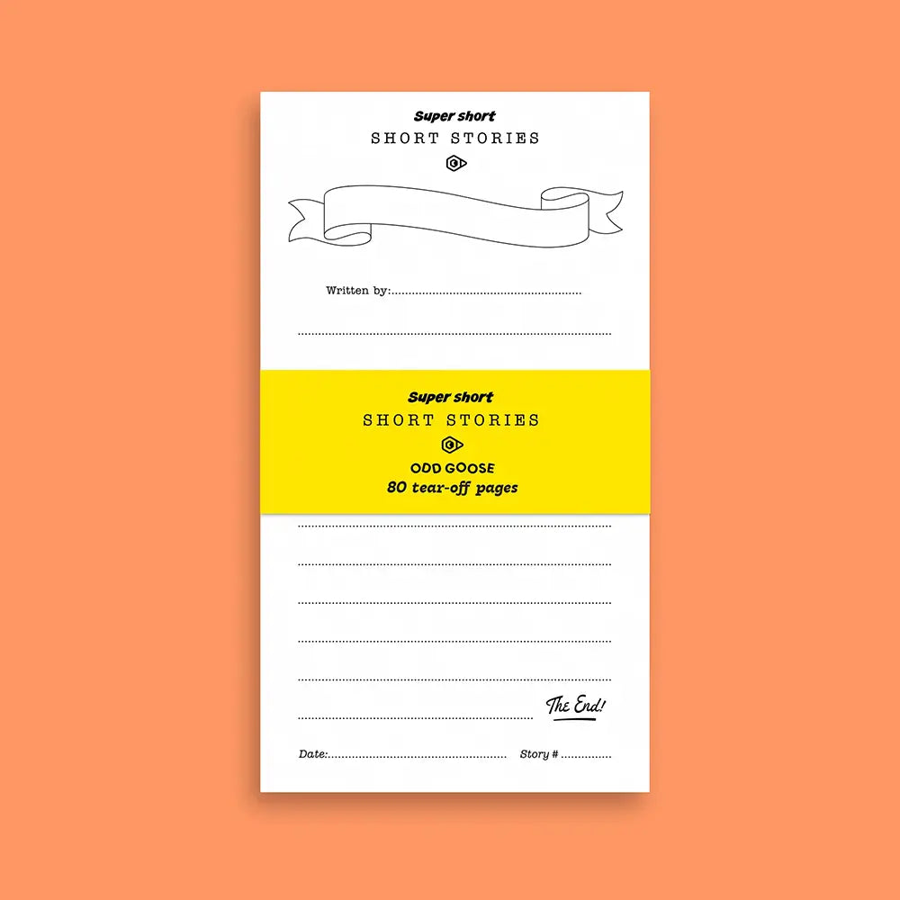 Short stories tear off notepad against orange background