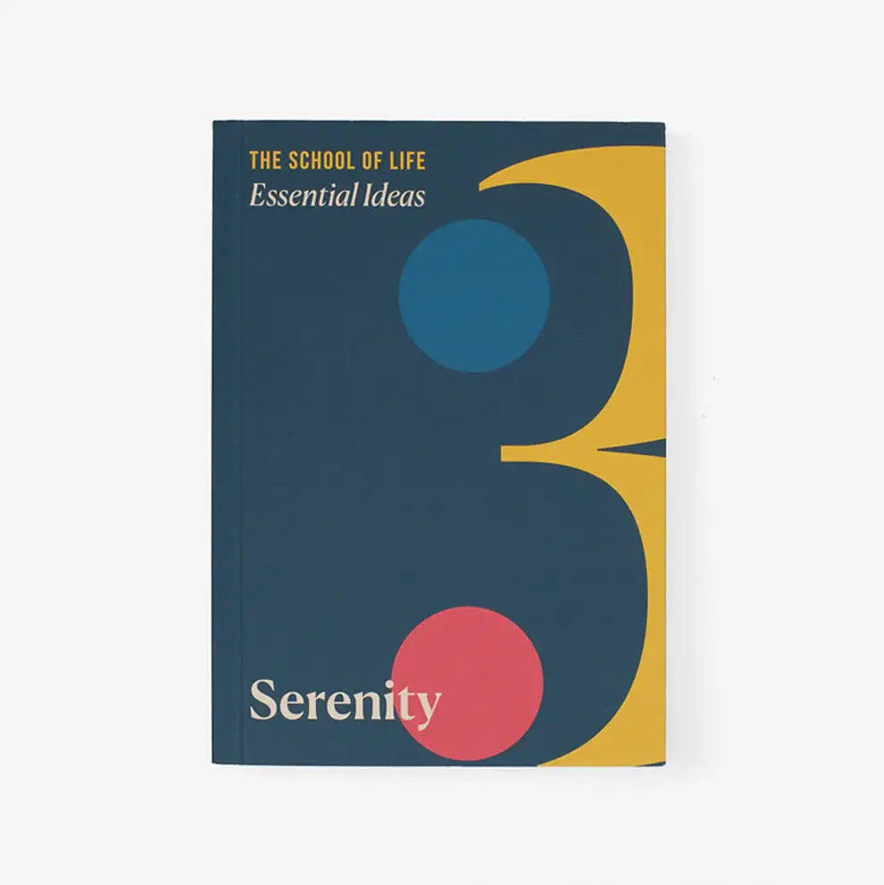 Book titled 'Serenity' from 'The School of Life' on a white background