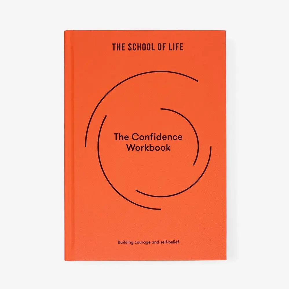 Orange book titled 'The Confidence Workbook' by The School of Life on a white background