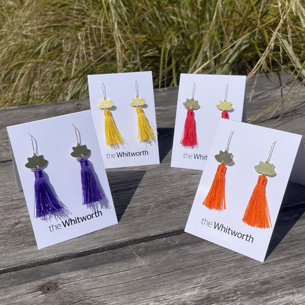 Brass Lotus and Tassel Earrings
