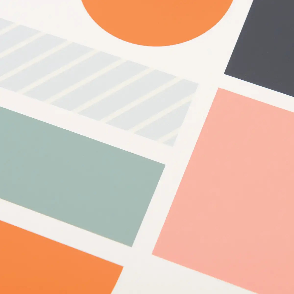 A close up of the shapes and patterns of the print.