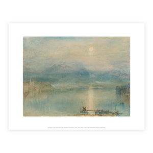 Reproduction of watercolour painting by JMW Turner called Moonlight on Lake Lucerne with Rigi in the Distance