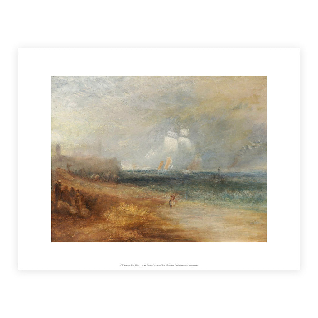 Reproduction of JMW watercolour featuring a view of a beach in Margate